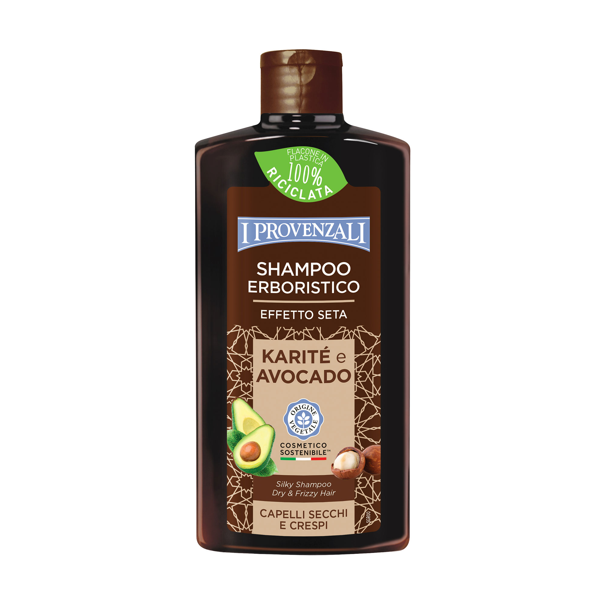 Шовковий шампунь I Provenzali Karite&amp;Avocado, для сухого та кучерявого волосся, з олією каріте та авокадо, 250 мл